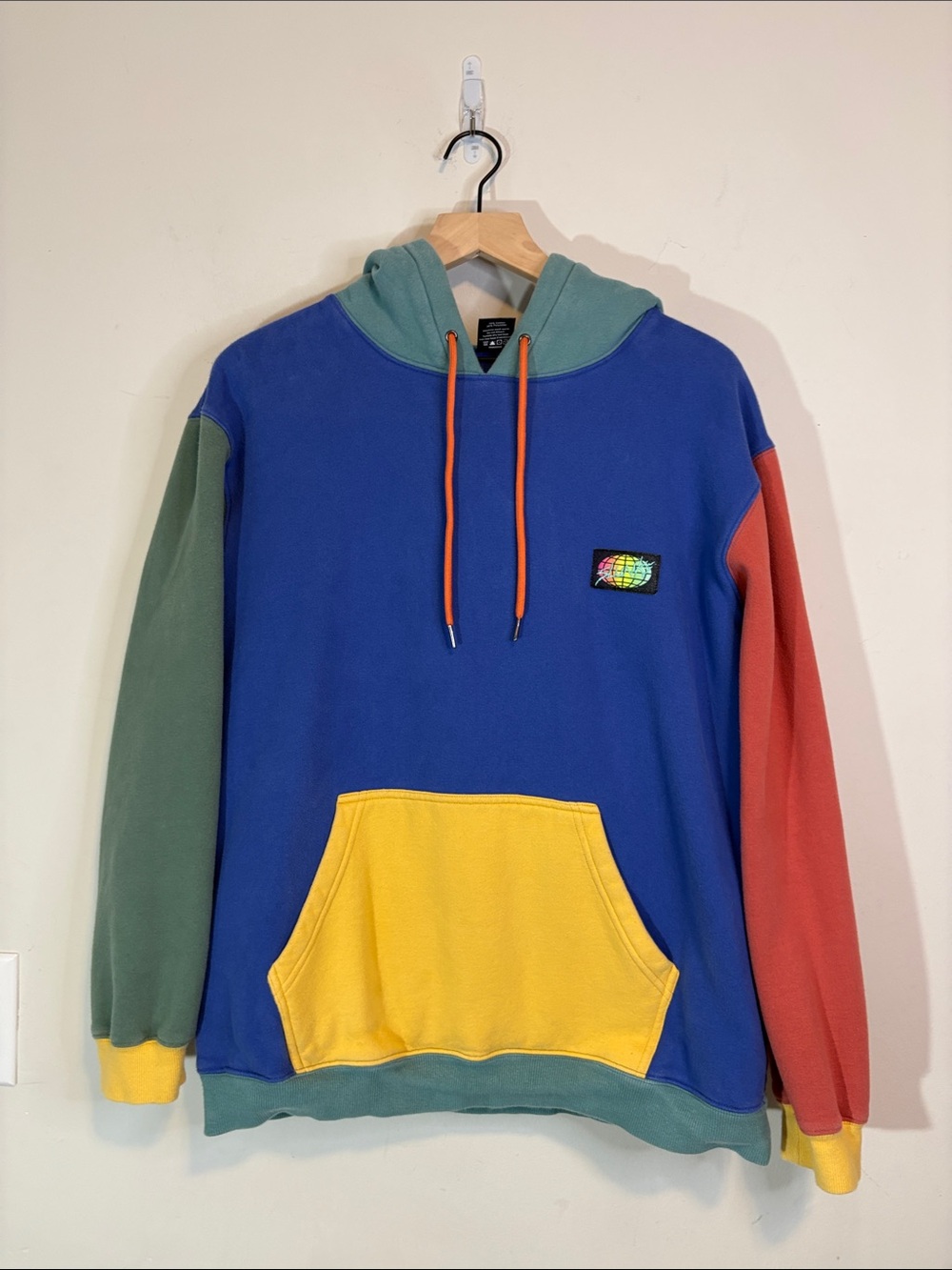 Slunks Multi Muted Primary Color Block Hoodie Beach Volleyball Pump Cover Lounge